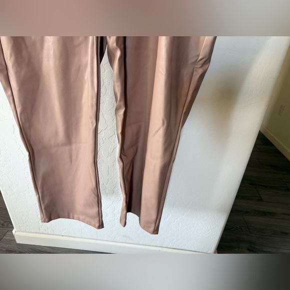 And now this|Tan faux leather Straight Leg Pants with Relaxed Fit,plus size 24W• - Picture 4 of 12